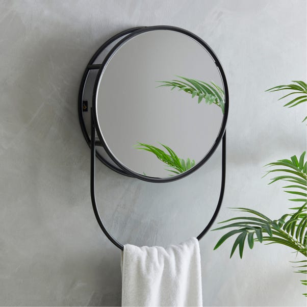 Elements Matte Black Wall Mirror With Storage