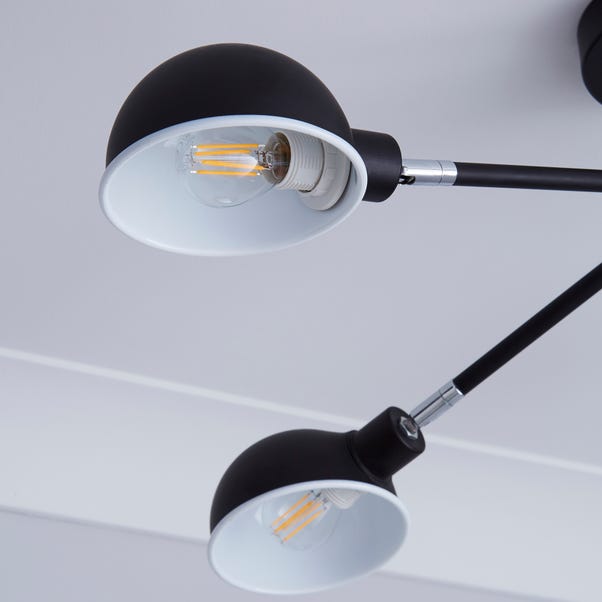 Elements Borr Black 5 Light Semi Flush Ceiling Light