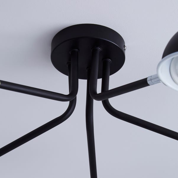 Elements Borr Black 5 Light Semi Flush Ceiling Light