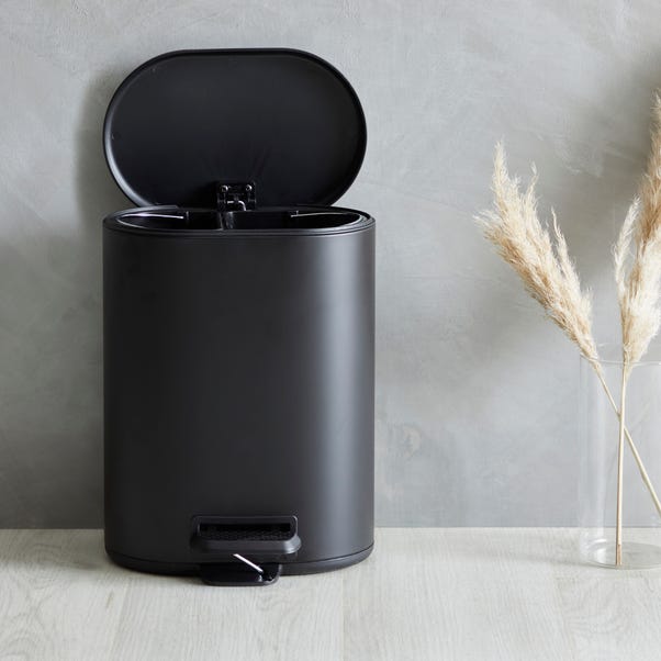Elements 6L Matte Black Recycling Pedal Bin