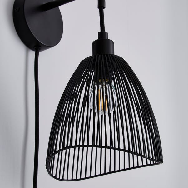 Elements Jaula Rattan Plug In Wall Light