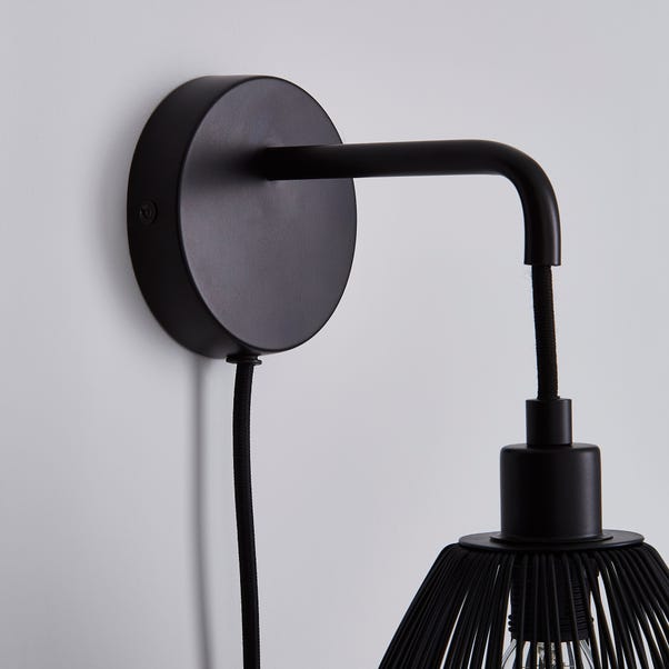 Elements Jaula Rattan Plug In Wall Light