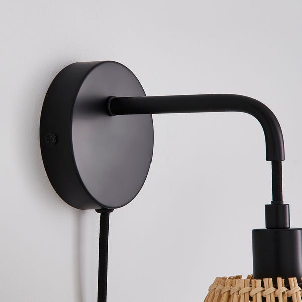 Elements Jaula Rattan Plug In Wall Light