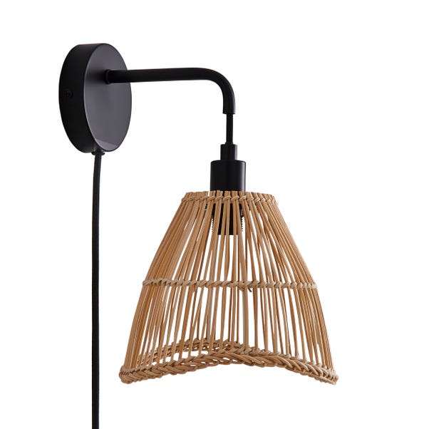 Elements Jaula Rattan Plug In Wall Light