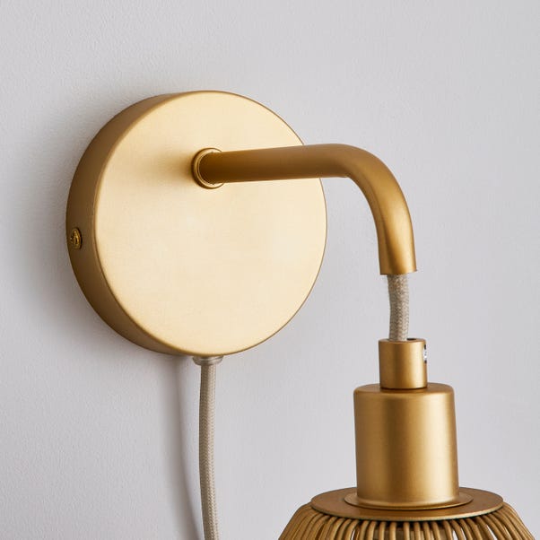 Elements Jaula Rattan Plug In Wall Light