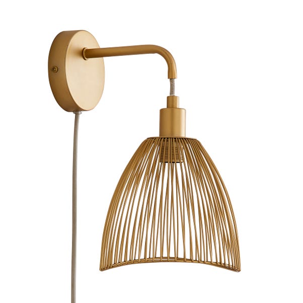 Elements Jaula Rattan Plug In Wall Light