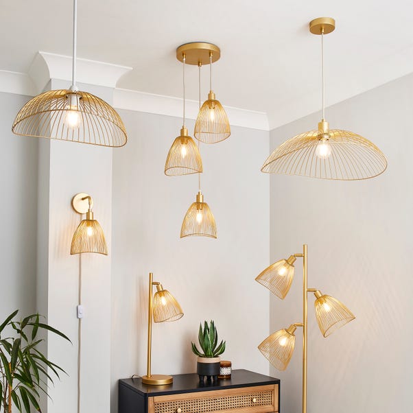 Elements Jaula Rattan Plug In Wall Light