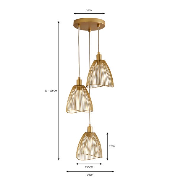 Elements Jaula 3 Light Cluster Ceiling Light