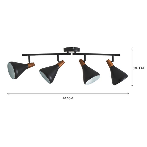 Elements Wolston 4 Light Semi Flush Spotlight Bar