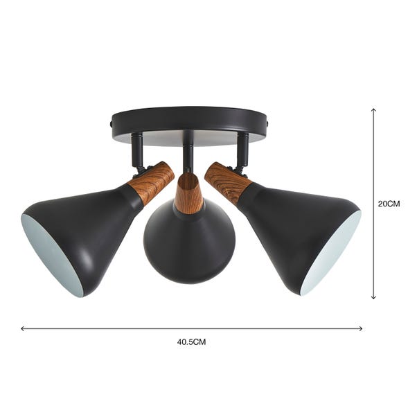 Elements Wolston 3 Light Semi Flush Spotlight
