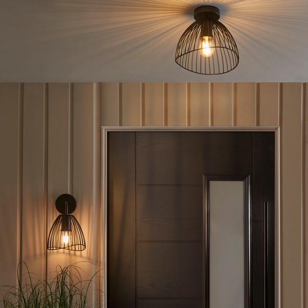 Elements Jaula Outdoor Flush Porch Ceiling Light