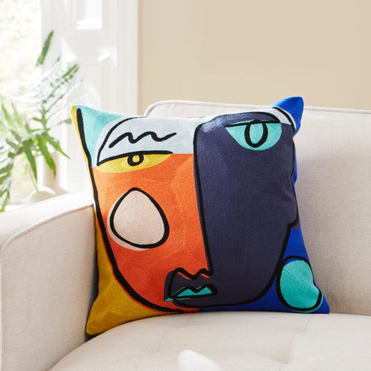 Elements Crewel Work Face Cushion