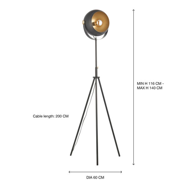 Elements Olympya Industrial Metal Adjustable Floor Lamp