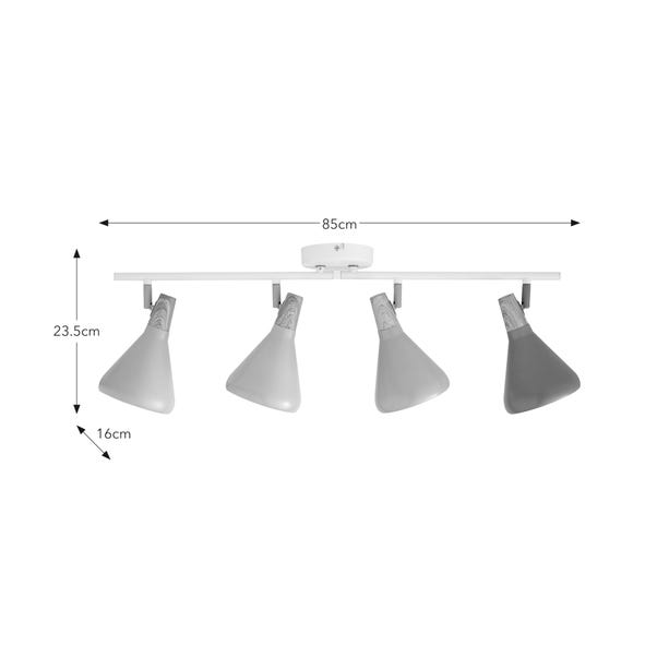 Elements Wolston 4 Light Semi Flush Spotlight Bar