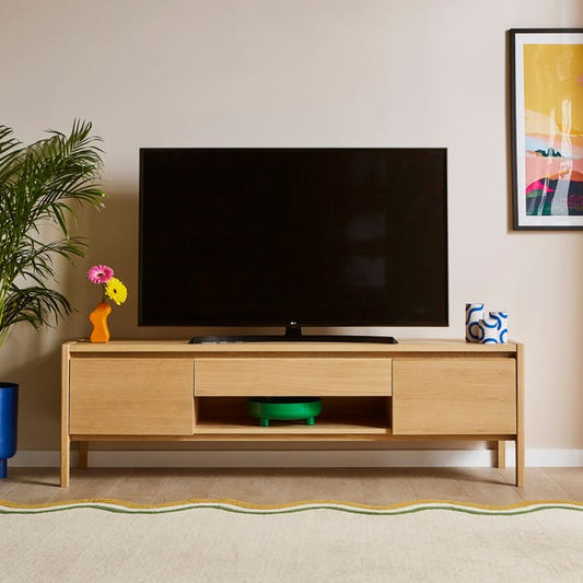 Elements Holmes Extra Wide TV Unit For TVs Up To 80", Oak