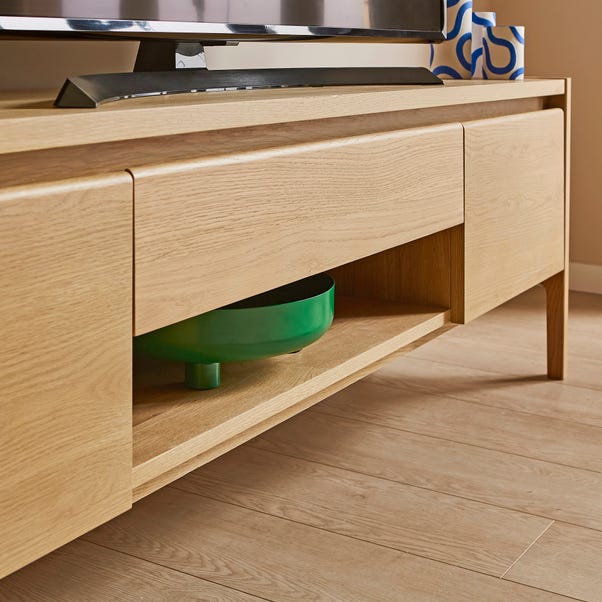 Elements Holmes Extra Wide TV Unit For TVs Up To 80", Oak