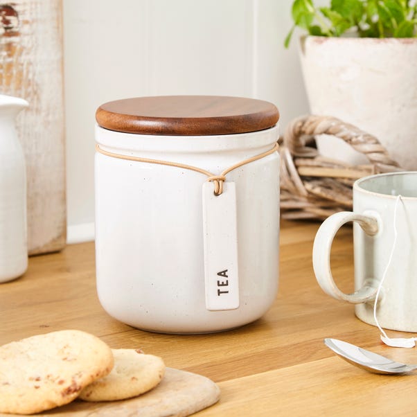 Elements Cream Speckled Hang Tag Kitchen Canister
