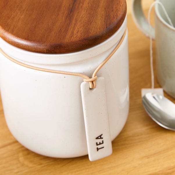 Elements Cream Speckled Hang Tag Kitchen Canister