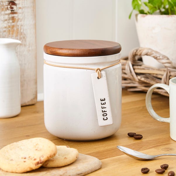Elements Cream Speckled Hang Tag Kitchen Canister