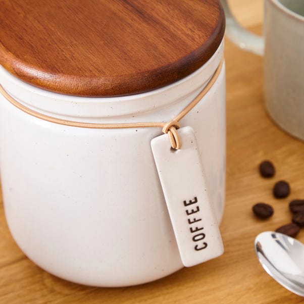 Elements Cream Speckled Hang Tag Kitchen Canister