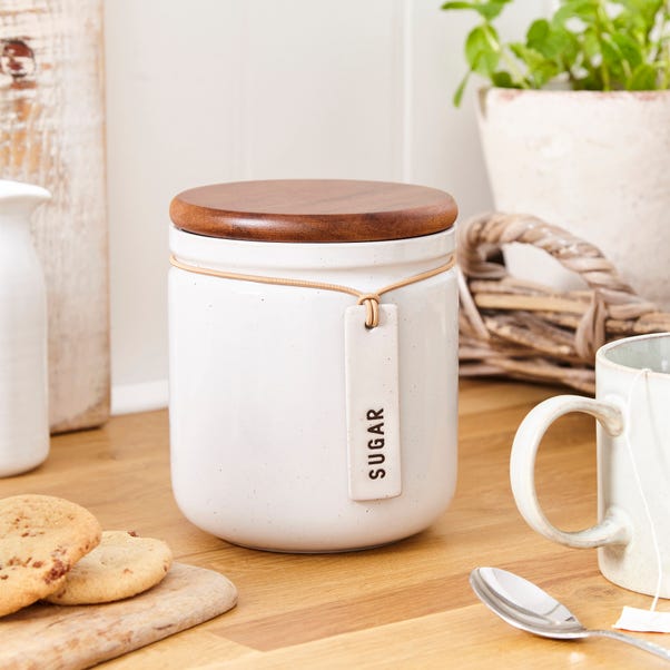 Elements Cream Speckled Hang Tag Kitchen Canister