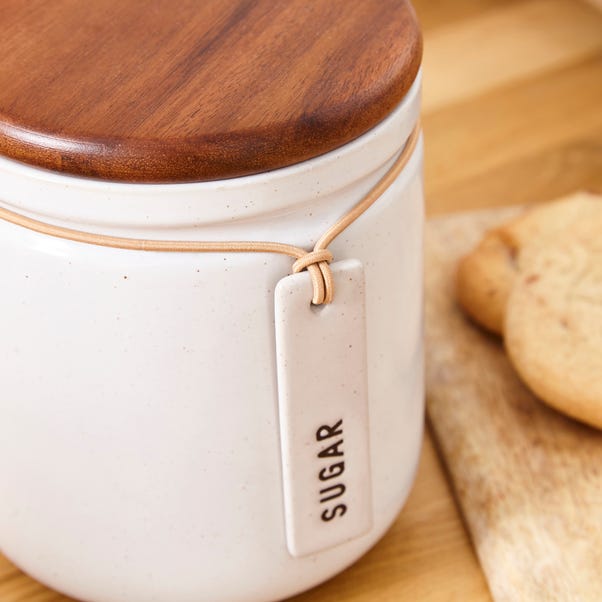 Elements Cream Speckled Hang Tag Kitchen Canister