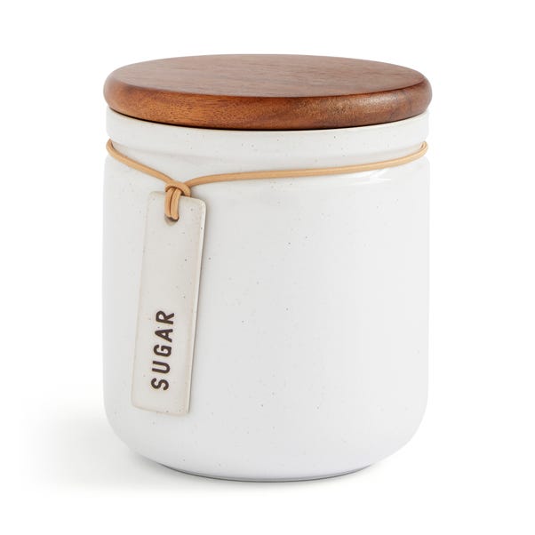 Elements Cream Speckled Hang Tag Kitchen Canister