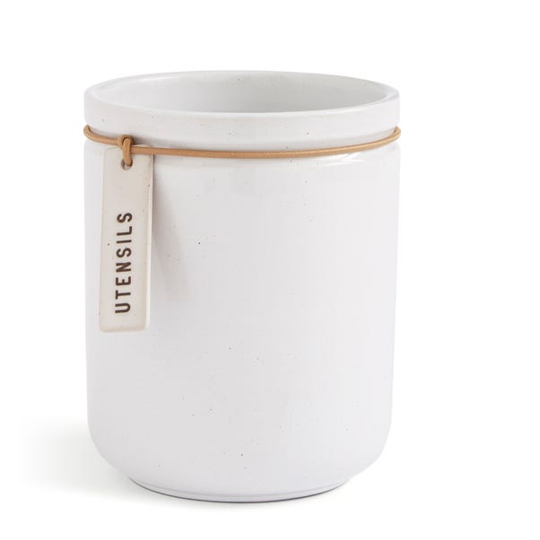 Elements Cream Speckled Hang Tag Utensil Pot