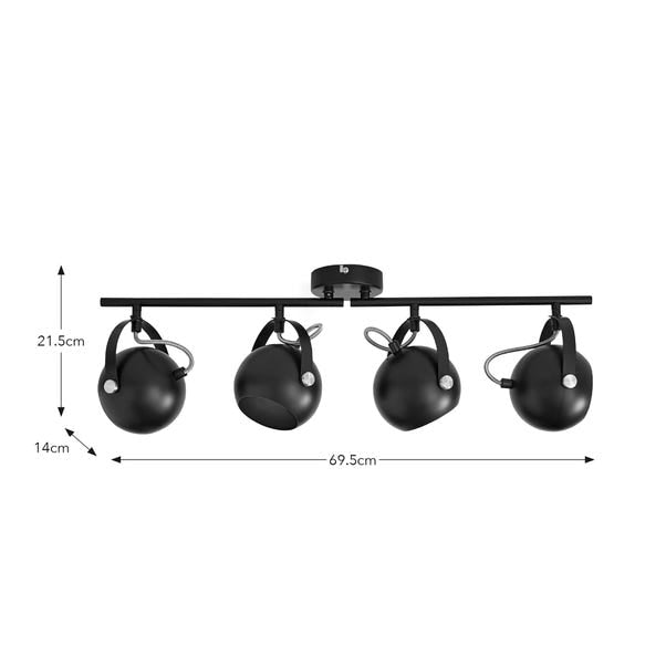 Elements Olympya 4 Light Adjustable Semi Flush Spotlight Bar