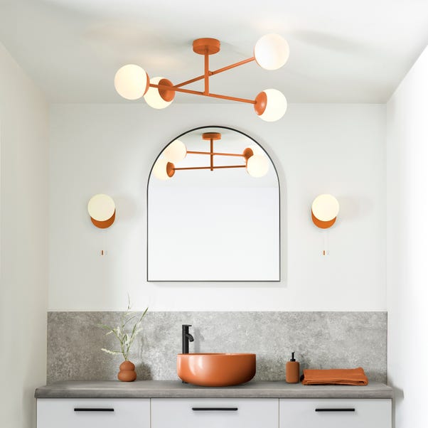 Elements Tela 4 Light Semi Flush Bathroom Ceiling Light