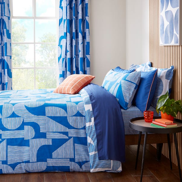 Elements Ezra Blue Cotton Duvet Cover And Pillowcase Set