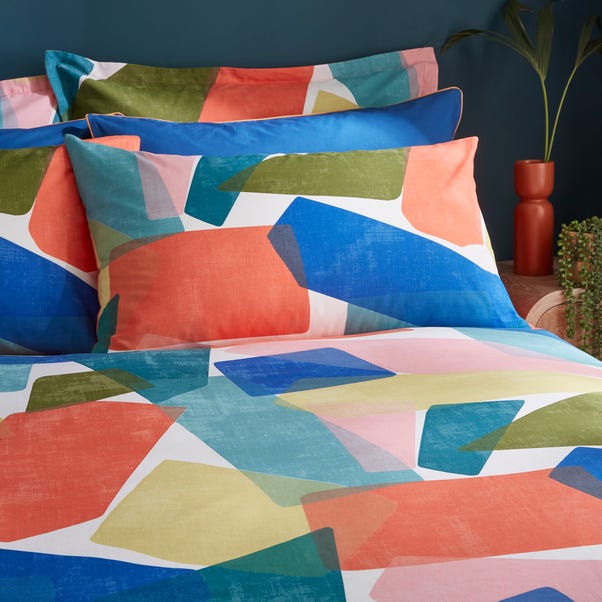 Elements Abstract Blocks Multicoloured Cotton Duvet Cover And Pillowcase Set