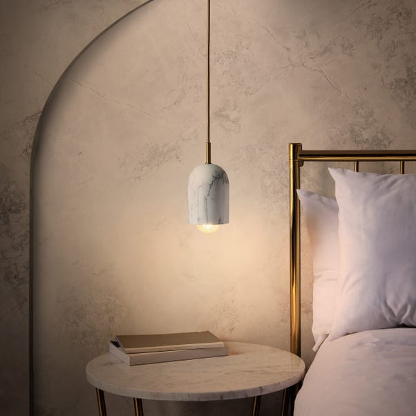 Elements Levi Marble Adjustable Pendant Light