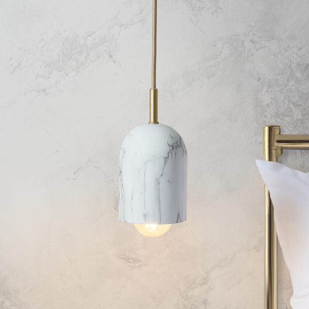 Elements Levi Marble Adjustable Pendant Light