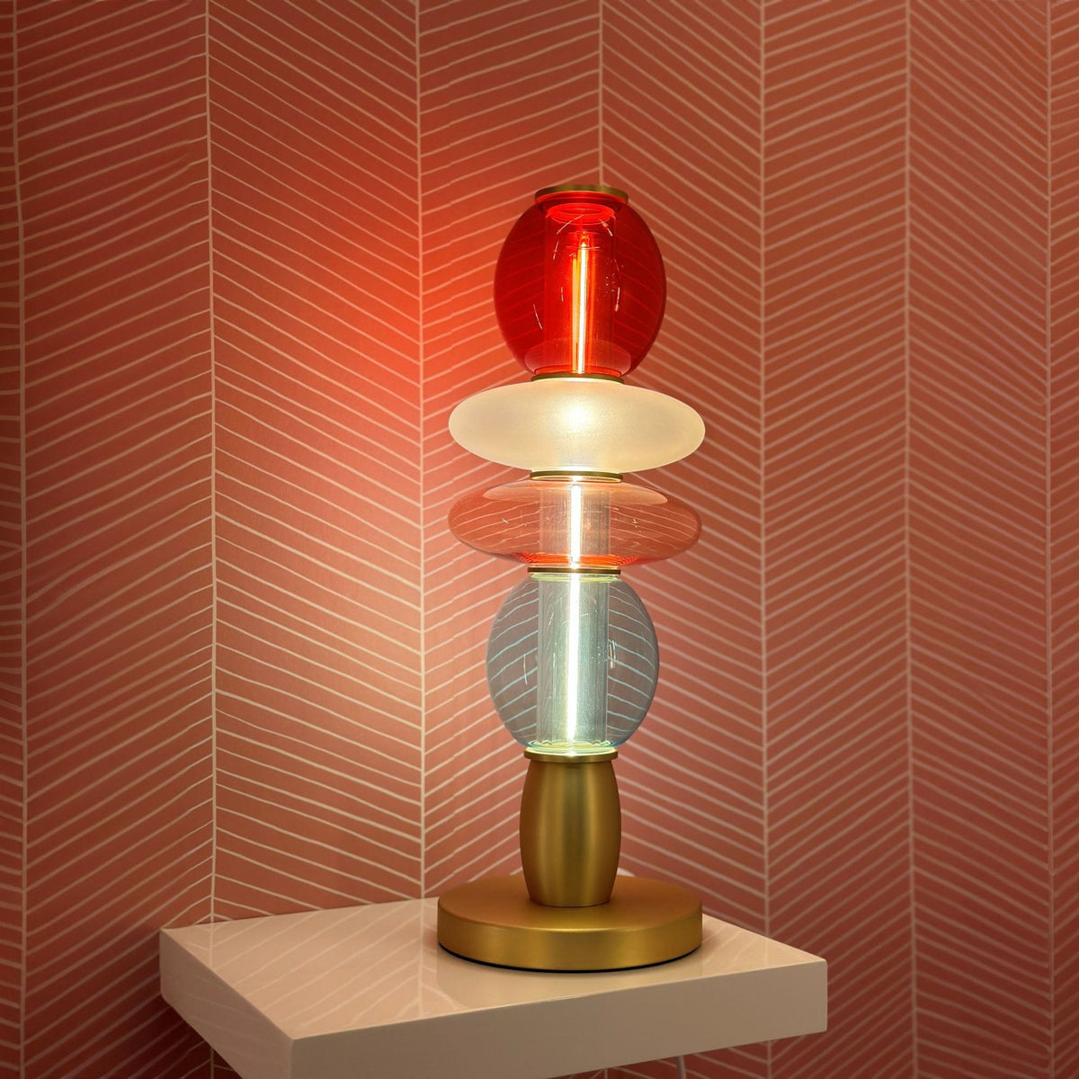 Léonor Table Lamp Glass Multicoloured / Ø 15 X H 41.7 Cm