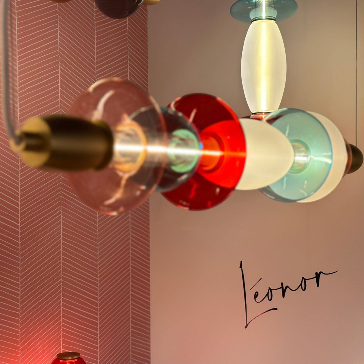Léonor Horizontal Pendant Glass Multicoloured / L 82 Cm