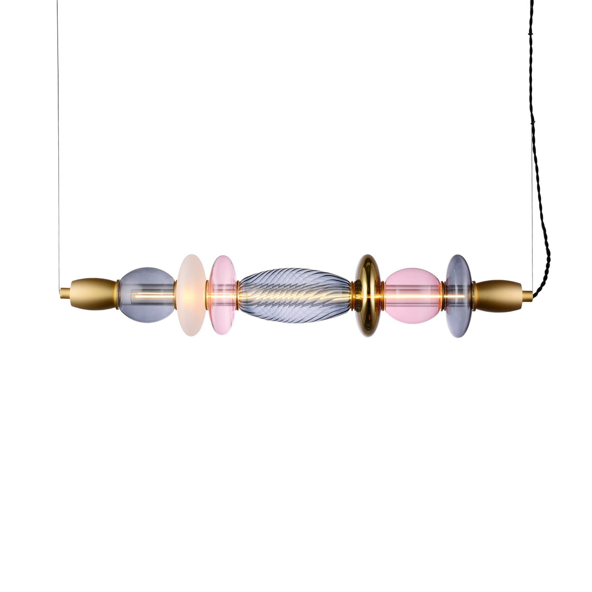 Léonor Horizontal Pendant Glass Grey / L 82 Cm