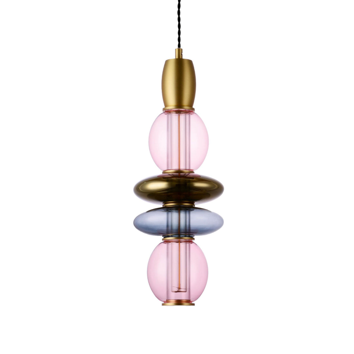 Léonor Vertical Pendant Glass Grey / Ø 15 X H 39.7 Cm