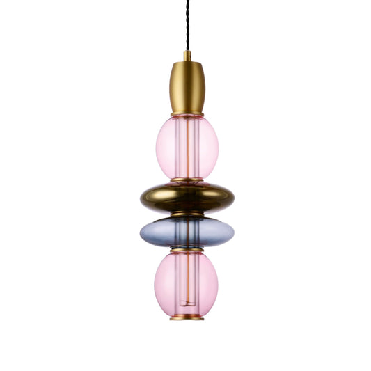 Léonor Vertical Pendant Glass Grey / Ø 15 X H 39.7 Cm